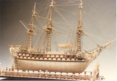 Napoleonic Prisoner of War Model of a British Sailing Warship With Centurion Guards