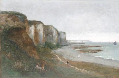 Promenade Au Pied D'une Falaise En Normandie