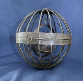 8 Inch Diameter Early Ships Gimbeled Whale Oil Lamp