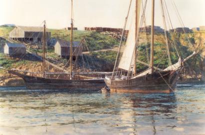 Lumber Schooners CHRISTINA STEFINS and PAULING COLLINS at Cuffy's Cove