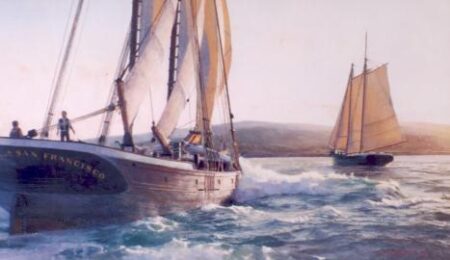 Schooner on Approach to Albion Shore