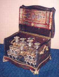 French Bourle Inlaid Silver and Tortoise Shell Liquer Cabinet
