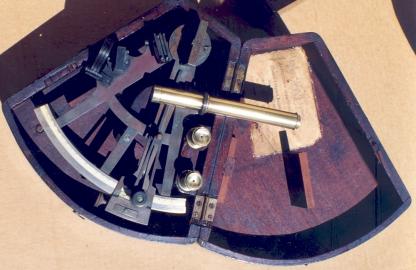 English Brass Sextant with Ivory Vernier, 1850