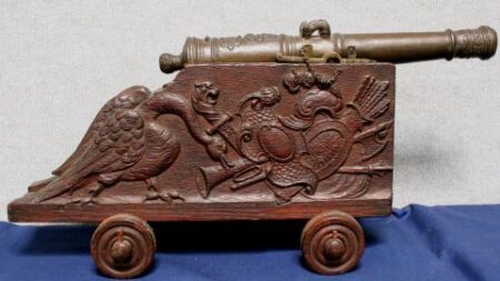 Bronze Continental Cannon With Cast Initials G G