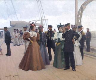 French Officers Entertain the Ladies Onboard