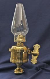 19th Century Ship's Brass Gimbeled Oil Lamp