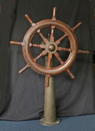 Sailing Yacht Ship's Mahogany Wheel