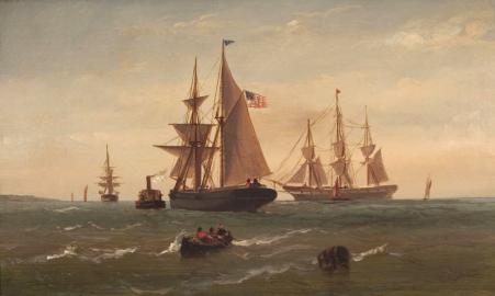 American Brigantine Picking Up a Local Pilot
