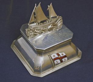 Silver and Enamel Royal Life Boat Presentation Inkwell