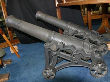 Iron Naval Cannons on Cast Iron Carriages