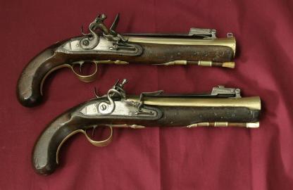 A Pair of Flintlock Blunderbuss Pistols With Bayonets