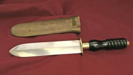 Signed Siebe Gorman Divers Knife with Brass Scabbard