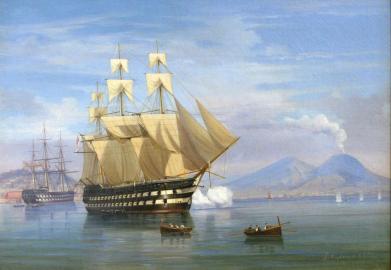 British Man-O'-War Fires A Salute