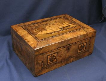 Trinity House Box, British Steam-Sail Ship With Lighthouse Off The Bow