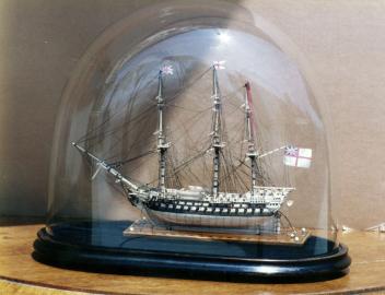 80 Gun Third Rate Napoleonic Prisoner Of War Bone Model In Dome Case