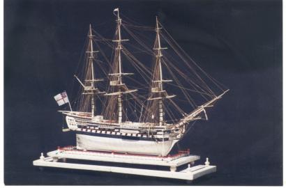 Napoleonic Prisoner Of War Bone Model-British Warship With Warror Figurehead