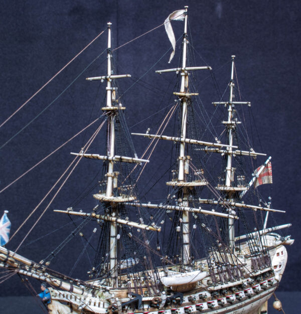 Napoleonic Miniature Prisoner Of War Bone Model of HMS CAPTAIN - Image 10