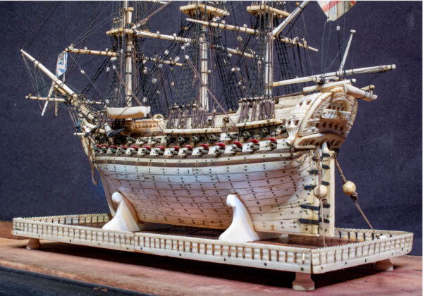 Napoleonic Miniature Prisoner Of War Bone Model of HMS CAPTAIN - Image 6