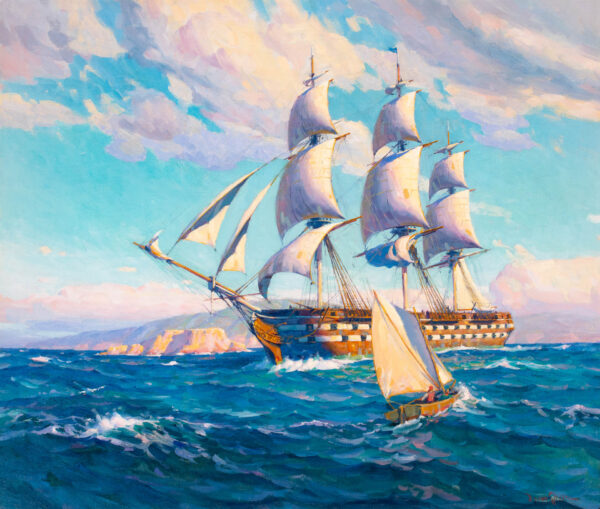 The USS OHIO Leaving San Pedro, 1849