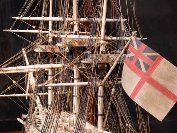 Napoleonic Prisoner-Of-War Bone Warship Model HMS CONQUEROR - Image 3