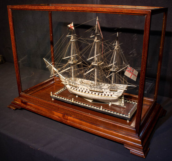 Napoleonic Prisoner-Of-War Bone Warship Model HMS CONQUEROR - Image 7