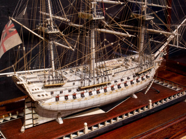 Napoleonic Prisoner-Of-War Bone Warship Model HMS CONQUEROR - Image 16