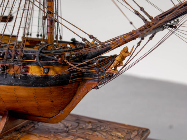 Napoleonic Prisoner Of War Boxwood Model of a British Naval Frigate of 54 Guns - Image 10