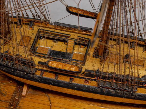 Napoleonic Prisoner Of War Boxwood Model of a British Naval Frigate of 54 Guns - Image 6