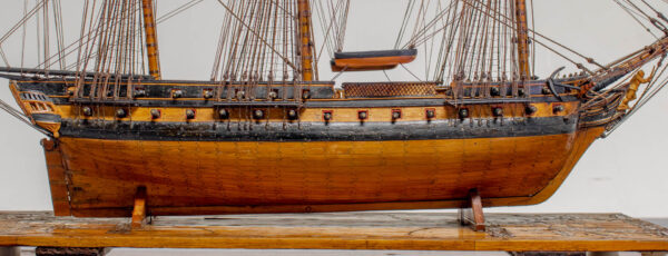 Napoleonic Prisoner Of War Boxwood Model of a British Naval Frigate of 54 Guns - Image 12