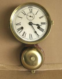 American Seth Thomas Bottom Bell Ship's Clock With Wood Base