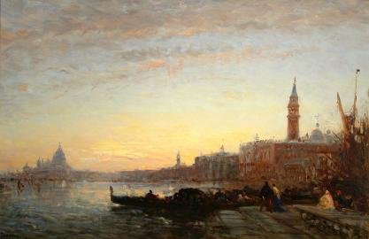Gondoliers at Esclavons Quay, Venice