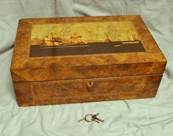 Trinity Lighthouse Inlaid Box - Writing Desk With Nore Lightship