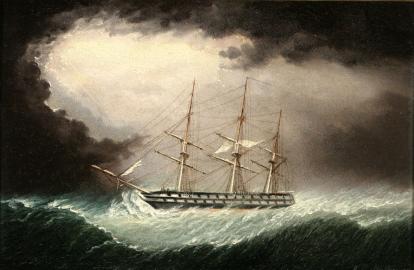 British Warship in Heavy Weather