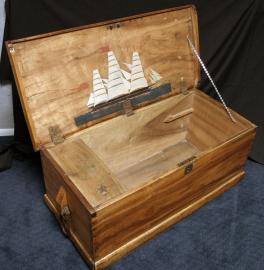 American Sea Box With Ship Painting