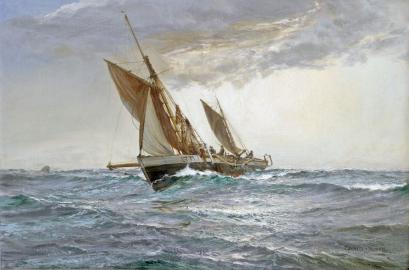 Fishing Boats Headed Home in a Strong Breeze