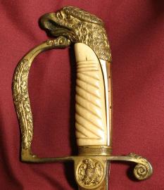 American Eagle Head Officer's Sword With Scabbard