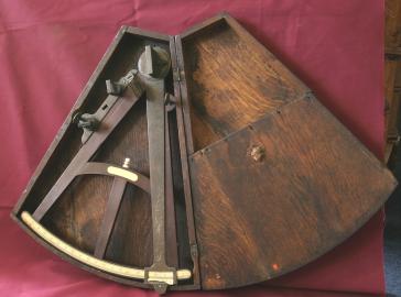 Large Navigation Quadrant of Mahogany & Brass