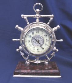 Silver Plated Maritime Clock With Marble Base