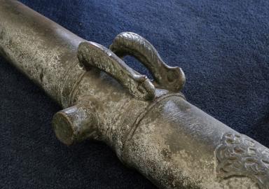 Bronze Portuguese Cannon with Dolphin Handles