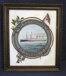 Sailor-Made, Oil on Milk Glass of S.S. TEMPLEMORE