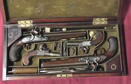 Cased Pair of Flintlock Dueling Pistols & Seconds Pistols