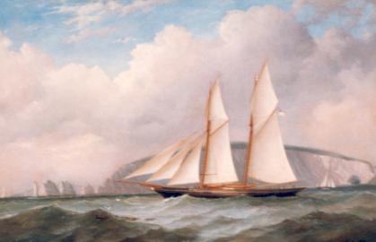 Royal Yacht Squadron Schooner off the Needles