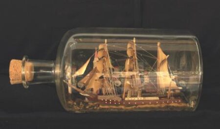 Sailing Barque & Steam Sail Ship in Bottle