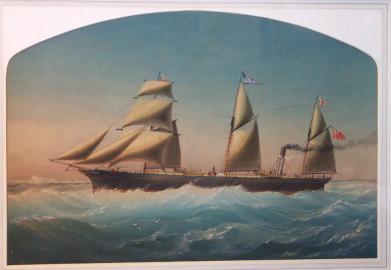 Portrait of a Steam/Sail Barkentine