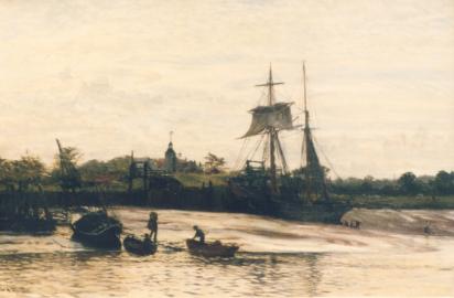 A Collier Loading Ballast on the Thames River
