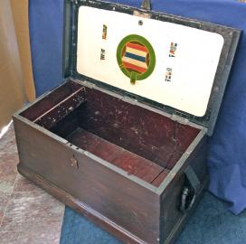 Sailors Sea Chest With  Signal Flags Painted Inside
