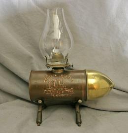 Rare American Remember The MAINE Lamp With Cannon Legs