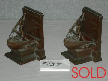 Harpooner Bookend Pair of Bronze