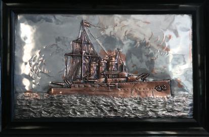 Presentation Plated Copper Picture of the Russian Armored Cruiser RURIK