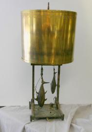 Heavy Bronze Sportfishing Tuna Fish Lamp Sculpture